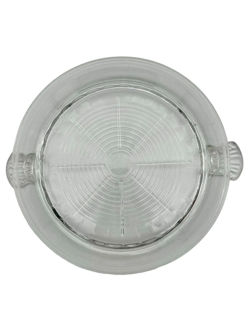 Anchor Hocking Fire King Clear Glass Trivet Leaf Handles 8" Round Vintage USA